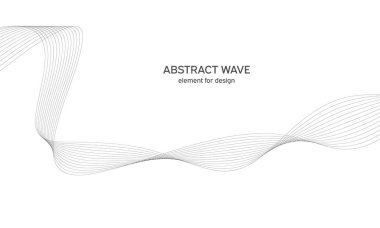 Tasarım için soyut dalga elemanı. Dijital frekans dengeleyici. Tarzlanmış çizgi sanat arka planı. Vektör çizimi. Karıştırma aracı kullanılarak oluşturulan çizgilerle dalga. Dalgalı kıvrımlı çizgi, düz çizgi.