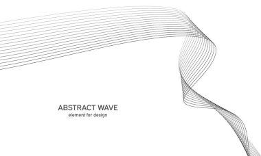 Tasarım için soyut dalga elemanı. Dijital frekans dengeleyici. Tarzlanmış çizgi sanat arka planı. Vektör çizimi. Karıştırma aracı kullanılarak oluşturulan çizgilerle dalga. Dalgalı kıvrımlı çizgi, düz çizgi.