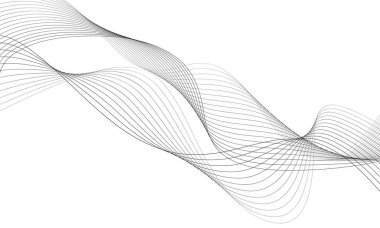 Tasarım için soyut dalga elemanı. Dijital frekans dengeleyici. Tarzlanmış çizgi sanat arka planı. Vektör çizimi. Karıştırma aracı kullanılarak oluşturulan çizgilerle dalga. Dalgalı kıvrımlı çizgi, düz çizgi.