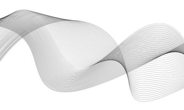 Tasarım için soyut dalga elemanı. Dijital frekans dengeleyici. Tarzlanmış çizgi sanat arka planı. Vektör çizimi. Karıştırma aracı kullanılarak oluşturulan çizgilerle dalga. Dalgalı kıvrımlı çizgi, düz çizgi.