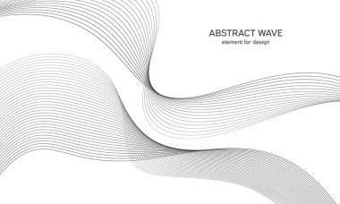 Tasarım için soyut dalga elemanı. Dijital frekans dengeleyici. Tarzlanmış çizgi sanat arka planı. Vektör çizimi. Karıştırma aracı kullanılarak oluşturulan çizgilerle dalga. Dalgalı kıvrımlı çizgi, düz çizgi.