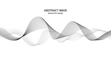 Tasarım için soyut dalga elemanı. Dijital frekans dengeleyici. Tarzlanmış çizgi sanat arka planı. Vektör çizimi. Karıştırma aracı kullanılarak oluşturulan çizgilerle dalga. Dalgalı kıvrımlı çizgi, düz çizgi.