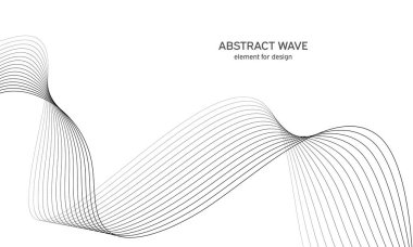 Tasarım için soyut dalga elemanı. Dijital frekans dengeleyici. Tarzlanmış çizgi sanat arka planı. Vektör çizimi. Karıştırma aracı kullanılarak oluşturulan çizgilerle dalga. Dalgalı kıvrımlı çizgi, düz çizgi.
