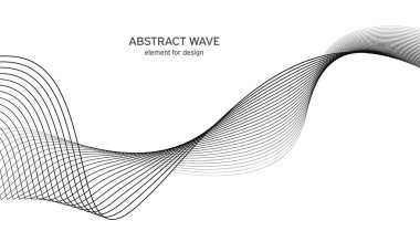 Tasarım için soyut dalga elemanı. Dijital frekans dengeleyici. Tarzlanmış çizgi sanat arka planı. Vektör çizimi. Karıştırma aracı kullanılarak oluşturulan çizgilerle dalga. Dalgalı kıvrımlı çizgi, düz çizgi.