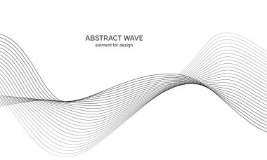 Tasarım için soyut dalga elemanı. Dijital frekans dengeleyici. Tarzlanmış çizgi sanat arka planı. Vektör çizimi. Karıştırma aracı kullanılarak oluşturulan çizgilerle dalga. Dalgalı kıvrımlı çizgi, düz çizgi.