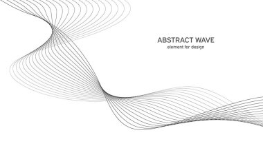 Tasarım için soyut dalga elemanı. Dijital frekans dengeleyici. Tarzlanmış çizgi sanat arka planı. Vektör çizimi. Karıştırma aracı kullanılarak oluşturulan çizgilerle dalga. Dalgalı kıvrımlı çizgi, düz çizgi.