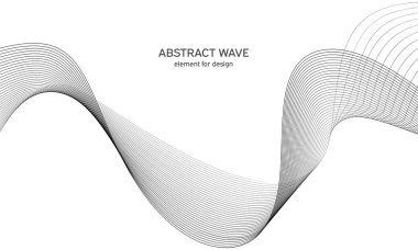 Tasarım için soyut dalga elemanı. Dijital frekans dengeleyici. Tarzlanmış çizgi sanat arka planı. Vektör çizimi. Karıştırma aracı kullanılarak oluşturulan çizgilerle dalga. Dalgalı kıvrımlı çizgi, düz çizgi.
