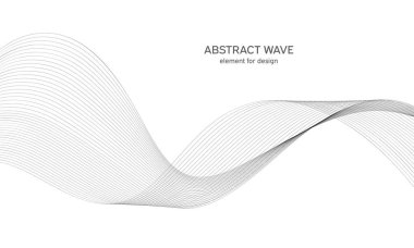 Tasarım için soyut dalga elemanı. Dijital frekans dengeleyici. Tarzlanmış çizgi sanat arka planı. Vektör çizimi. Karıştırma aracı kullanılarak oluşturulan çizgilerle dalga. Dalgalı kıvrımlı çizgi, düz çizgi.