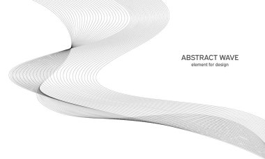 Tasarım için soyut dalga elemanı. Dijital frekans dengeleyici. Tarzlanmış çizgi sanat arka planı. Vektör çizimi. Karıştırma aracı kullanılarak oluşturulan çizgilerle dalga. Dalgalı kıvrımlı çizgi, düz çizgi.