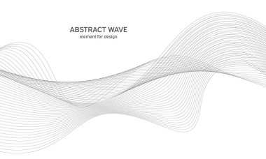 Tasarım için soyut dalga elemanı. Dijital frekans dengeleyici. Tarzlanmış çizgi sanat arka planı. Vektör çizimi. Karıştırma aracı kullanılarak oluşturulan çizgilerle dalga. Dalgalı kıvrımlı çizgi, düz çizgi.
