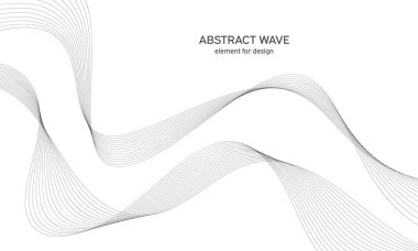 Tasarım için soyut dalga elemanı. Dijital frekans dengeleyici. Tarzlanmış çizgi sanat arka planı. Vektör çizimi. Karıştırma aracı kullanılarak oluşturulan çizgilerle dalga. Dalgalı kıvrımlı çizgi, düz çizgi.