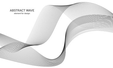 Tasarım için soyut dalga elemanı. Dijital frekans dengeleyici. Tarzlanmış çizgi sanat arka planı. Vektör çizimi. Karıştırma aracı kullanılarak oluşturulan çizgilerle dalga. Dalgalı kıvrımlı çizgi, düz çizgi.