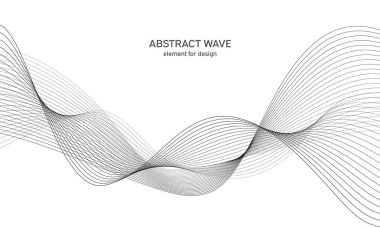 Tasarım için soyut dalga elemanı. Dijital frekans dengeleyici. Tarzlanmış çizgi sanat arka planı. Vektör çizimi. Karıştırma aracı kullanılarak oluşturulan çizgilerle dalga. Dalgalı kıvrımlı çizgi, düz çizgi.