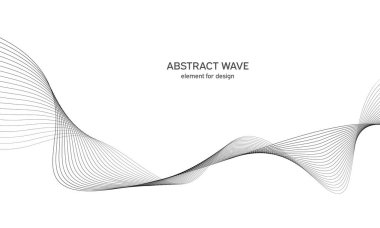 Tasarım için soyut dalga elemanı. Dijital frekans dengeleyici. Tarzlanmış çizgi sanat arka planı. Vektör çizimi. Karıştırma aracı kullanılarak oluşturulan çizgilerle dalga. Dalgalı kıvrımlı çizgi, düz çizgi.