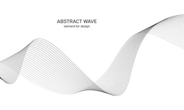 Tasarım için soyut dalga elemanı. Dijital frekans dengeleyici. Tarzlanmış çizgi sanat arka planı. Vektör çizimi. Karıştırma aracı kullanılarak oluşturulan çizgilerle dalga. Dalgalı kıvrımlı çizgi, düz çizgi.