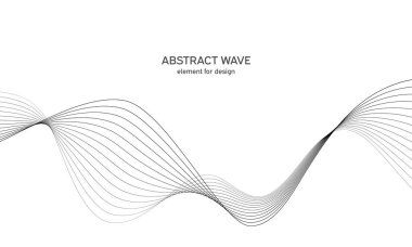Tasarım için soyut dalga elemanı. Dijital frekans dengeleyici. Tarzlanmış çizgi sanat arka planı. Vektör çizimi. Karıştırma aracı kullanılarak oluşturulan çizgilerle dalga. Dalgalı kıvrımlı çizgi, düz çizgi.