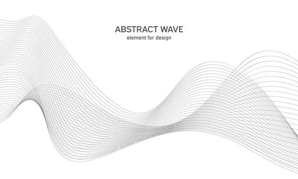 Abstrakt vågelement för design. Digital frekvensbandsutjämnare. Stiliserad linje konst bakgrund. Vektorillustration. Vifta med linjer som skapats med hjälp av blandningsverktyg. Böjd vågig linje, slät rand. — Stock vektor