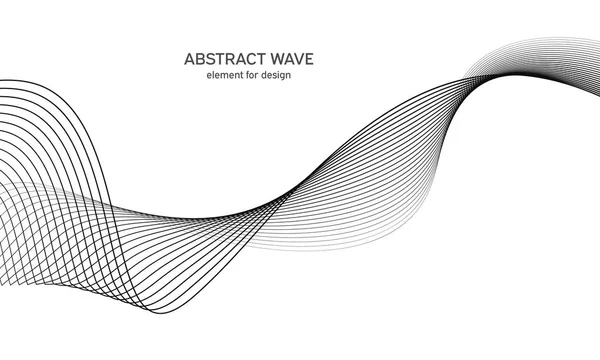 Abstrakt vågelement för design. Digital frekvensbandsutjämnare. Stiliserad linje konst bakgrund. Vektorillustration. Vifta med linjer som skapats med hjälp av blandningsverktyg. Böjd vågig linje, slät rand. — Stock vektor