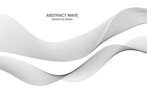 Abstrakt vågelement för design. Digital frekvensbandsutjämnare. Stiliserad linje konst bakgrund. Vektorillustration. Vifta med linjer som skapats med hjälp av blandningsverktyg. Böjd vågig linje, slät rand. — Stock vektor