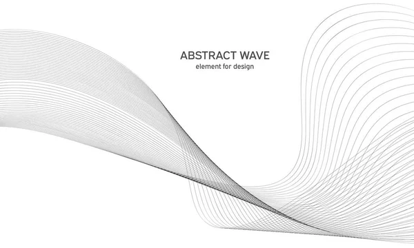 Abstract wave element for design. Digital frequency track equalizer. Stylized line art background. Vector illustration. Wave with lines created using blend tool. Curved wavy line, smooth stripe. — Stock Vector