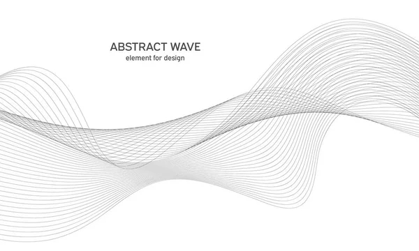 Abstrakt vågelement för design. Digital frekvensbandsutjämnare. Stiliserad linje konst bakgrund. Vektorillustration. Vifta med linjer som skapats med hjälp av blandningsverktyg. Böjd vågig linje, slät rand. — Stock vektor