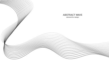 Tasarım için soyut dalga elemanı. Dijital frekans dengeleyici. Tarzlanmış çizgi sanat arka planı. Vektör çizimi. Karıştırma aracı kullanılarak oluşturulan çizgilerle dalga. Dalgalı kıvrımlı çizgi, düz çizgi.