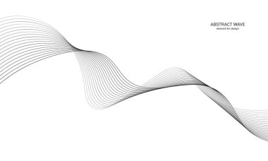 Tasarım için soyut dalga elemanı. Dijital frekans dengeleyici. Tarzlanmış çizgi sanat arka planı. Vektör çizimi. Karıştırma aracı kullanılarak oluşturulan çizgilerle dalga. Dalgalı kıvrımlı çizgi, düz çizgi.