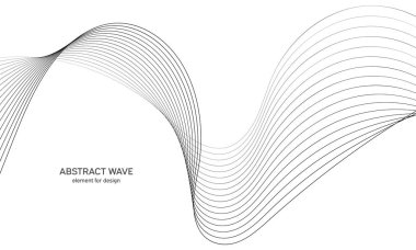 Tasarım için soyut dalga elemanı. Dijital frekans dengeleyici. Tarzlanmış çizgi sanat arka planı. Vektör çizimi. Karıştırma aracı kullanılarak oluşturulan çizgilerle dalga. Dalgalı kıvrımlı çizgi, düz çizgi.