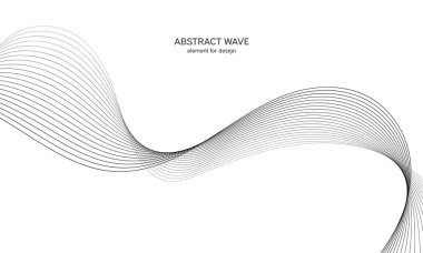 Tasarım için soyut dalga elemanı. Dijital frekans dengeleyici. Tarzlanmış çizgi sanat arka planı. Vektör çizimi. Karıştırma aracı kullanılarak oluşturulan çizgilerle dalga. Dalgalı kıvrımlı çizgi, düz çizgi.