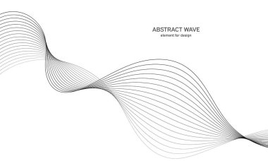 Tasarım için soyut dalga elemanı. Dijital frekans dengeleyici. Tarzlanmış çizgi sanat arka planı. Vektör çizimi. Karıştırma aracı kullanılarak oluşturulan çizgilerle dalga. Dalgalı kıvrımlı çizgi, düz çizgi.