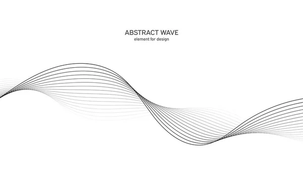 Abstrakt vågelement för design. Digital frekvensbandsutjämnare. Stiliserad linje konst bakgrund. Vektorillustration. Vifta med linjer som skapats med hjälp av blandningsverktyg. Böjd vågig linje, slät rand. — Stock vektor
