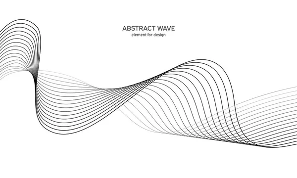 Abstrakt vågelement för design. Digital frekvensbandsutjämnare. Stiliserad linje konst bakgrund. Vektorillustration. Vifta med linjer som skapats med hjälp av blandningsverktyg. Böjd vågig linje, slät rand. — Stock vektor