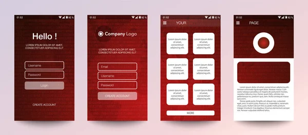 Ontwerp Van Mobiele App Gui Set Gebruikersregistratieschermen Met Login Wachtwoord — Stockvector
