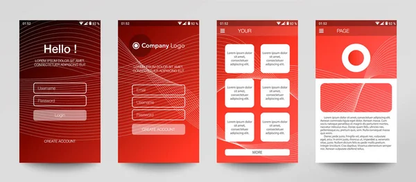 Ontwerp Van Mobiele App Gui Set Gebruikersregistratieschermen Met Login Wachtwoord — Stockvector