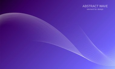Tasarım için soyut dalga elemanı. Dijital frekans dengeleyici. Tarzlanmış çizgi sanat arka planı. Karıştırma aracı kullanılarak oluşturulan çizgilerle renkli parlak bir dalga. Eğimli dalgalı çizgi, pürüzsüz çizgili vektör.