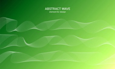 Tasarım için soyut dalga elemanı. Dijital frekans dengeleyici. Tarzlanmış çizgi sanat arka planı. Karıştırma aracı kullanılarak oluşturulan çizgilerle renkli parlak bir dalga. Eğimli dalgalı çizgi, pürüzsüz çizgili vektör.