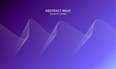 Tasarım için soyut dalga elemanı. Dijital frekans dengeleyici. Tarzlanmış çizgi sanat arka planı. Karıştırma aracı kullanılarak oluşturulan çizgilerle renkli parlak bir dalga. Eğimli dalgalı çizgi, pürüzsüz çizgili vektör.