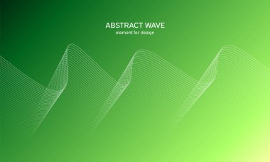 Tasarım için soyut dalga elemanı. Dijital frekans dengeleyici. Tarzlanmış çizgi sanat arka planı. Karıştırma aracı kullanılarak oluşturulan çizgilerle renkli parlak bir dalga. Eğimli dalgalı çizgi, pürüzsüz çizgili vektör.