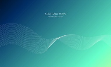 Tasarım için soyut dalga elemanı. Dijital frekans dengeleyici. Tarzlanmış çizgi sanat arka planı. Karıştırma aracı kullanılarak oluşturulan çizgilerle renkli parlak bir dalga. Eğimli dalgalı çizgi, pürüzsüz çizgili vektör.