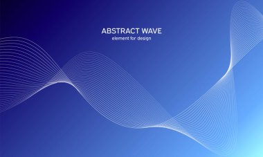 Tasarım için soyut dalga elemanı. Dijital frekans dengeleyici. Tarzlanmış çizgi sanat arka planı. Karıştırma aracı kullanılarak oluşturulan çizgilerle renkli parlak bir dalga. Eğimli dalgalı çizgi, pürüzsüz çizgili vektör.