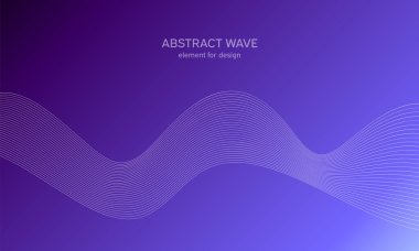 Tasarım için soyut dalga elemanı. Dijital frekans dengeleyici. Tarzlanmış çizgi sanat arka planı. Karıştırma aracı kullanılarak oluşturulan çizgilerle renkli parlak bir dalga. Eğimli dalgalı çizgi, pürüzsüz çizgili vektör.