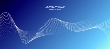 Tasarım için soyut dalga elemanı. Dijital frekans dengeleyici. Tarzlanmış çizgi sanat arka planı. Karıştırma aracı kullanılarak oluşturulan çizgilerle renkli parlak bir dalga. Eğimli dalgalı çizgi, pürüzsüz çizgili vektör.