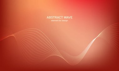 Tasarım için soyut dalga elemanı. Dijital frekans dengeleyici. Tarzlanmış çizgi sanat arka planı. Karıştırma aracı kullanılarak oluşturulan çizgilerle renkli parlak bir dalga. Eğimli dalgalı çizgi, pürüzsüz çizgili vektör.