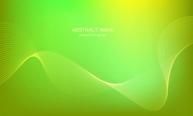 Tasarım için soyut dalga elemanı. Dijital frekans dengeleyici. Tarzlanmış çizgi sanat arka planı. Karıştırma aracı kullanılarak oluşturulan çizgilerle renkli parlak bir dalga. Eğimli dalgalı çizgi, pürüzsüz çizgili vektör.