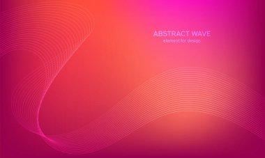 Tasarım için soyut dalga elemanı. Dijital frekans dengeleyici. Tarzlanmış çizgi sanat arka planı. Karıştırma aracı kullanılarak oluşturulan çizgilerle renkli parlak bir dalga. Eğimli dalgalı çizgi, pürüzsüz çizgili vektör.