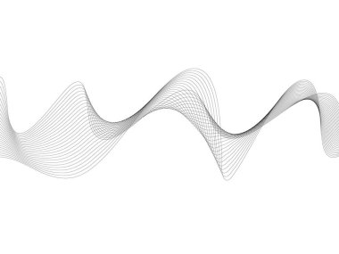 Tasarım için soyut dalga elemanı. Dijital frekans dengeleyici. Tarzlanmış çizgi sanat arka planı. Vektör çizimi. Karıştırma aracı kullanılarak oluşturulan çizgilerle dalga. Dalgalı kıvrımlı çizgi, düz çizgi