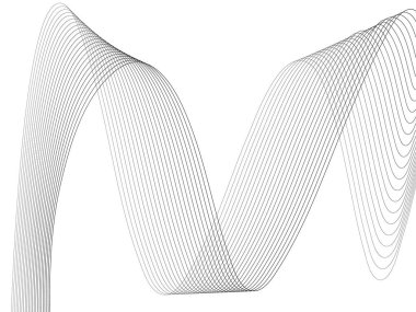 Tasarım için soyut dalga elemanı. Dijital frekans dengeleyici. Tarzlanmış çizgi sanat arka planı. Vektör çizimi. Karıştırma aracı kullanılarak oluşturulan çizgilerle dalga. Dalgalı kıvrımlı çizgi, düz çizgi