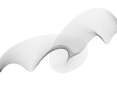 Tasarım için soyut dalga elemanı. Dijital frekans dengeleyici. Tarzlanmış çizgi sanat arka planı. Vektör çizimi. Karıştırma aracı kullanılarak oluşturulan çizgilerle dalga. Dalgalı kıvrımlı çizgi, düz çizgi
