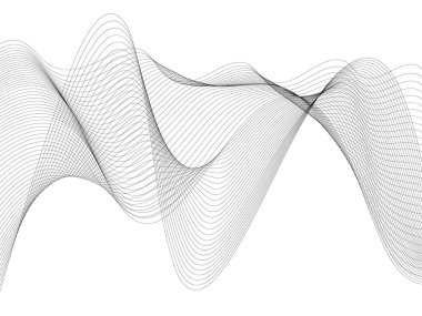Tasarım için soyut dalga elemanı. Dijital frekans dengeleyici. Tarzlanmış çizgi sanat arka planı. Vektör çizimi. Karıştırma aracı kullanılarak oluşturulan çizgilerle dalga. Dalgalı kıvrımlı çizgi, düz çizgi