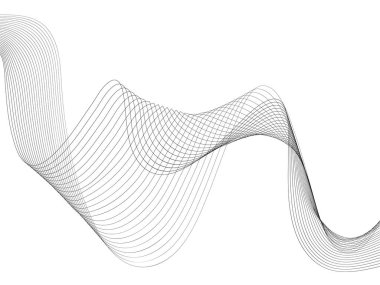 Tasarım için soyut dalga elemanı. Dijital frekans dengeleyici. Tarzlanmış çizgi sanat arka planı. Vektör çizimi. Karıştırma aracı kullanılarak oluşturulan çizgilerle dalga. Dalgalı kıvrımlı çizgi, düz çizgi